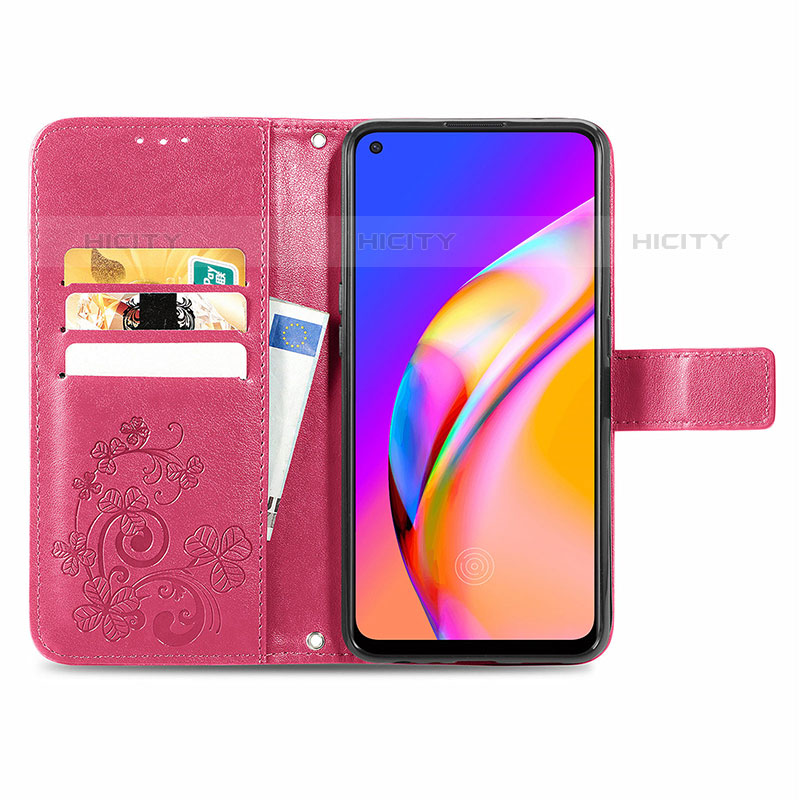 Funda de Cuero Cartera con Soporte Flores Carcasa para Oppo A94 4G