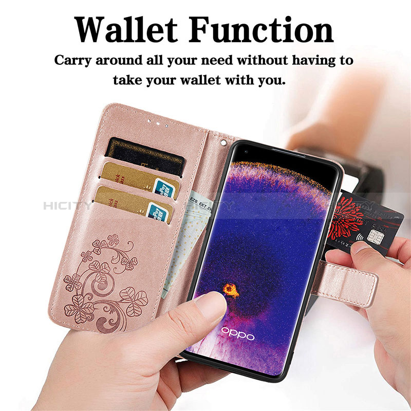 Funda de Cuero Cartera con Soporte Flores Carcasa para Oppo Find X5 5G