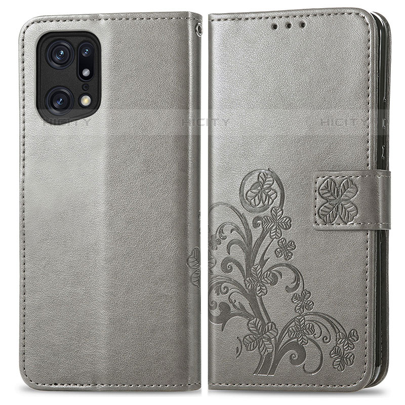 Funda de Cuero Cartera con Soporte Flores Carcasa para Oppo Find X5 Pro 5G