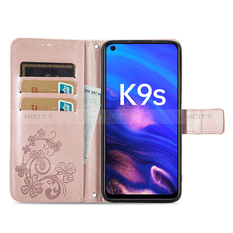 Funda de Cuero Cartera con Soporte Flores Carcasa para Oppo K9S 5G