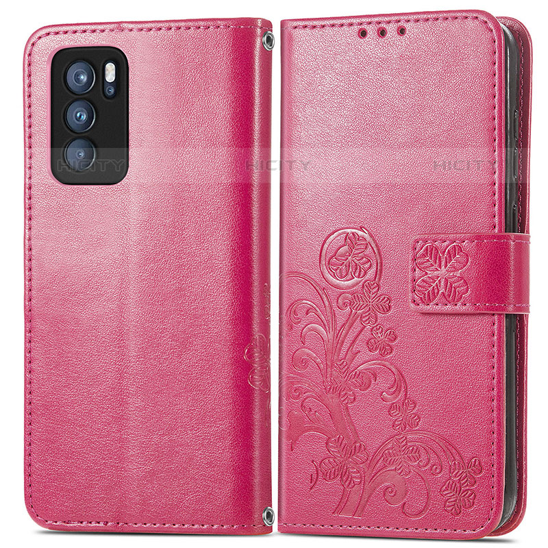 Funda de Cuero Cartera con Soporte Flores Carcasa para Oppo Reno6 Pro 5G India