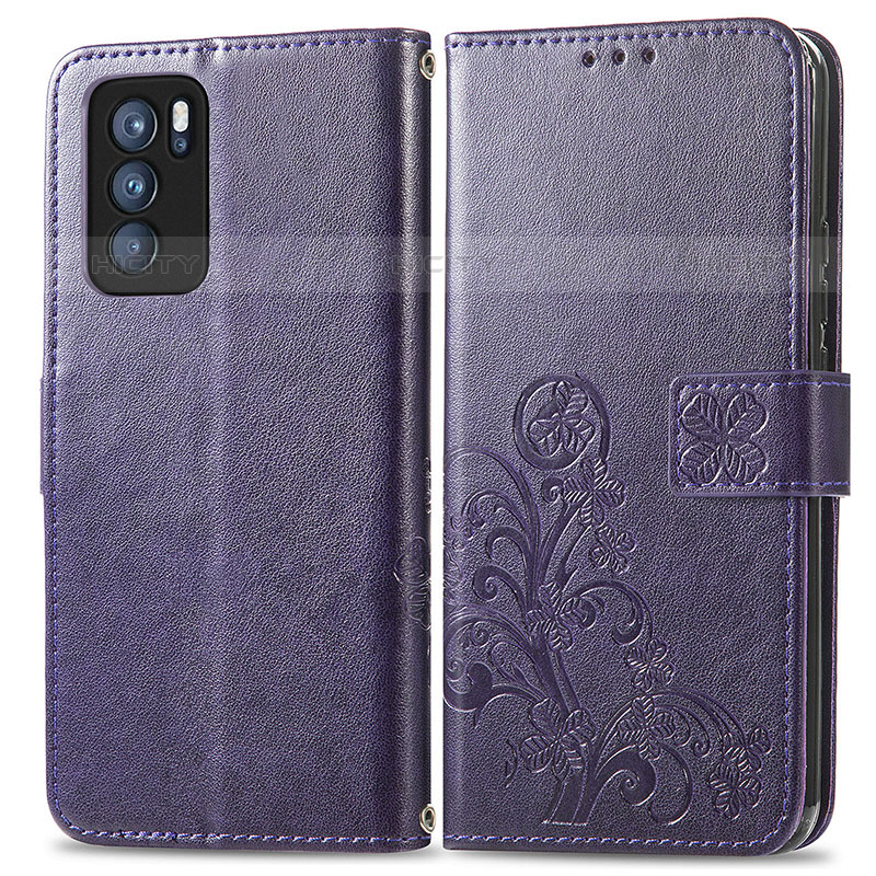 Funda de Cuero Cartera con Soporte Flores Carcasa para Oppo Reno6 Pro 5G India