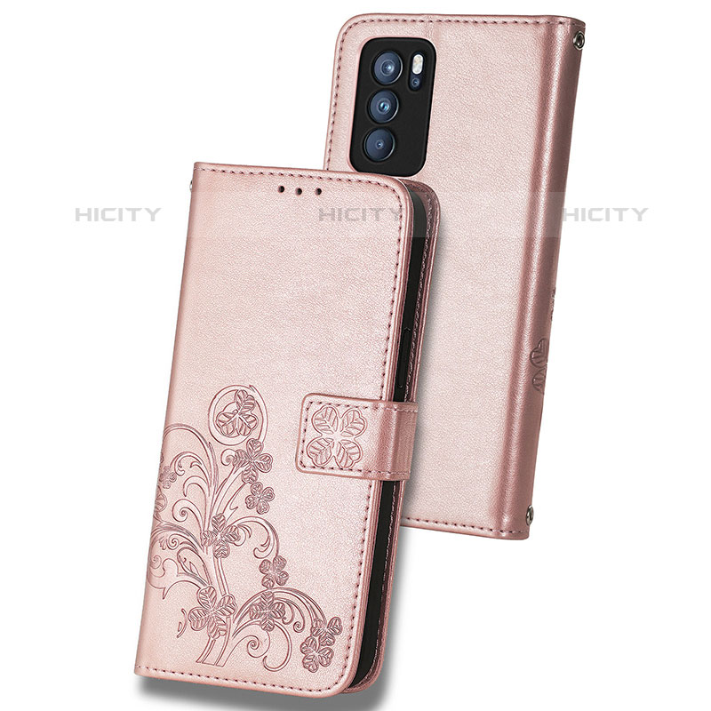 Funda de Cuero Cartera con Soporte Flores Carcasa para Oppo Reno6 Pro 5G India