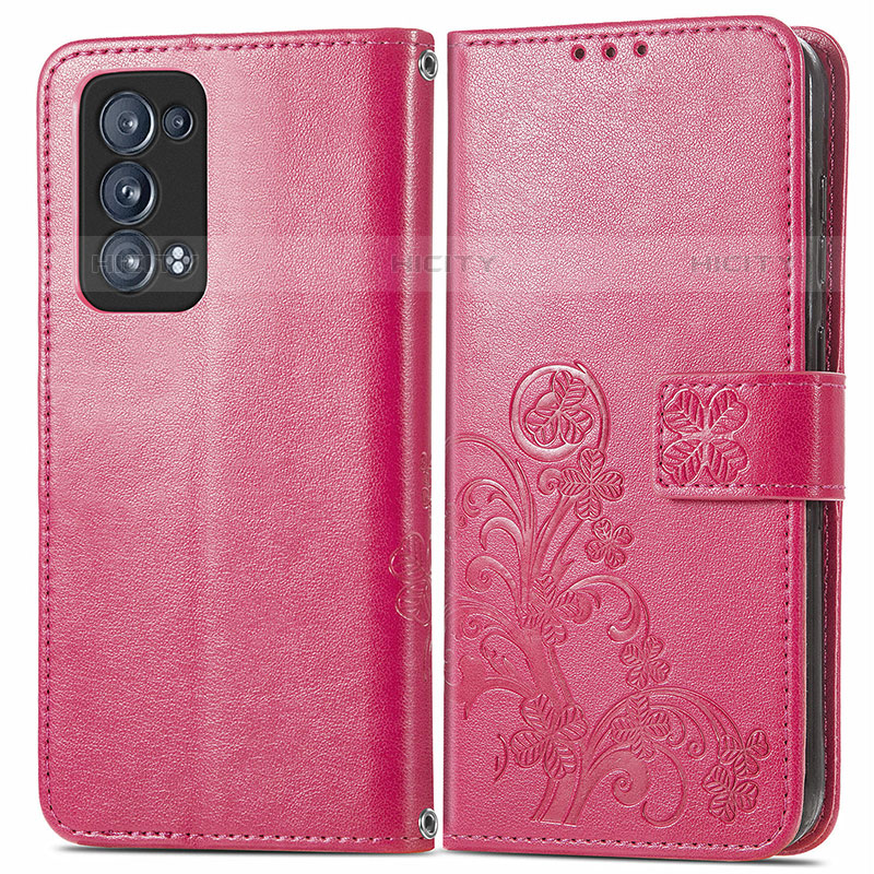 Funda de Cuero Cartera con Soporte Flores Carcasa para Oppo Reno6 Pro+ Plus 5G