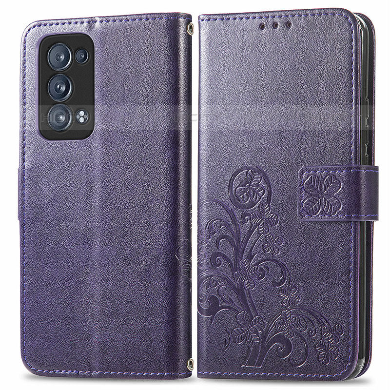 Funda de Cuero Cartera con Soporte Flores Carcasa para Oppo Reno6 Pro+ Plus 5G