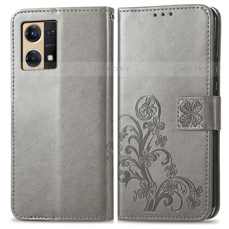 Funda de Cuero Cartera con Soporte Flores Carcasa para Oppo Reno8 4G