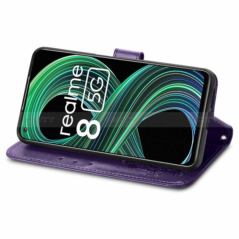 Funda de Cuero Cartera con Soporte Flores Carcasa para Realme 8 5G