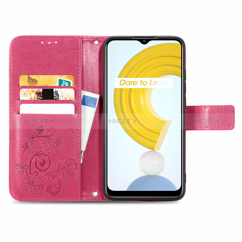 Funda de Cuero Cartera con Soporte Flores Carcasa para Realme C21