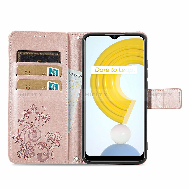 Funda de Cuero Cartera con Soporte Flores Carcasa para Realme C21Y