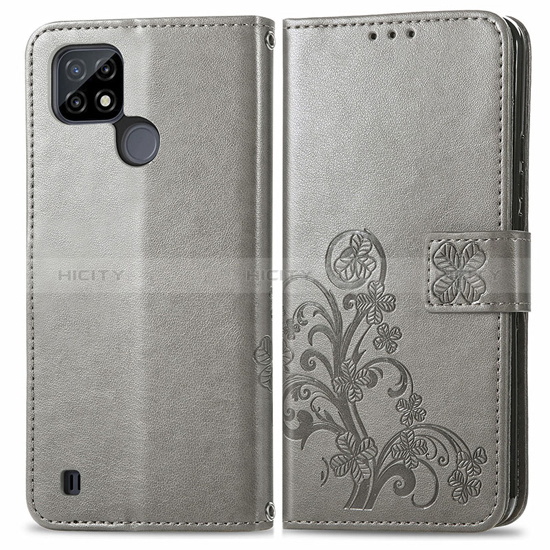 Funda de Cuero Cartera con Soporte Flores Carcasa para Realme C25Y India