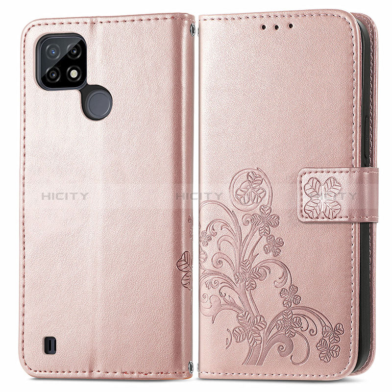 Funda de Cuero Cartera con Soporte Flores Carcasa para Realme C25Y India