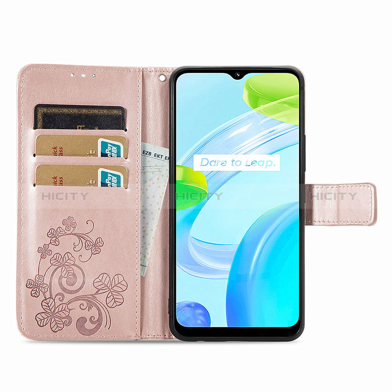 Funda de Cuero Cartera con Soporte Flores Carcasa para Realme C30s