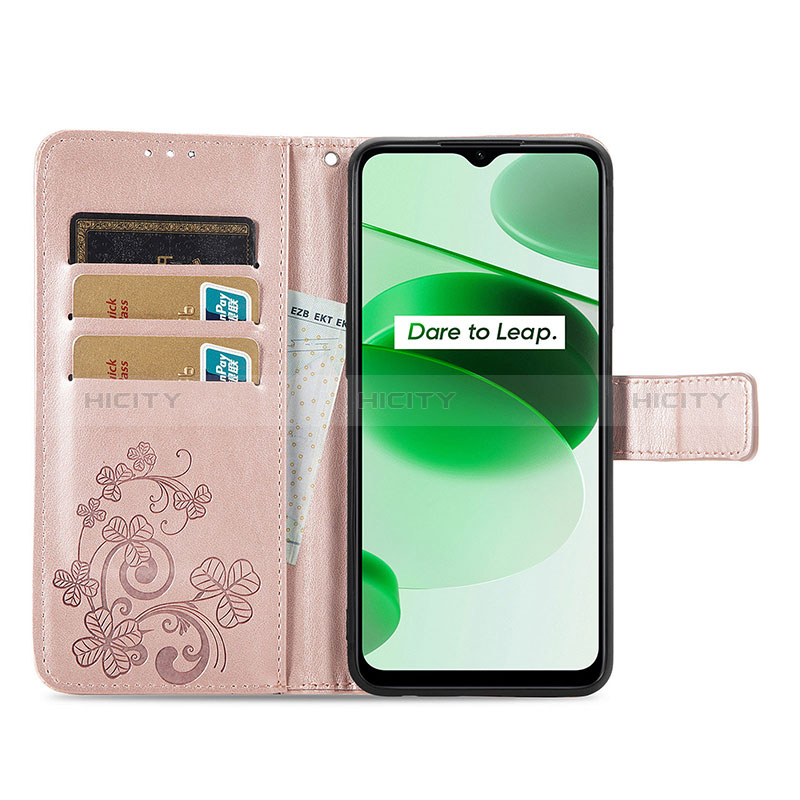 Funda de Cuero Cartera con Soporte Flores Carcasa para Realme C35