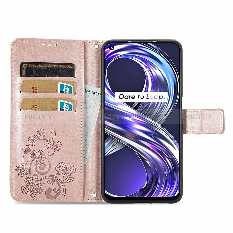 Funda de Cuero Cartera con Soporte Flores Carcasa para Realme Narzo 50 4G