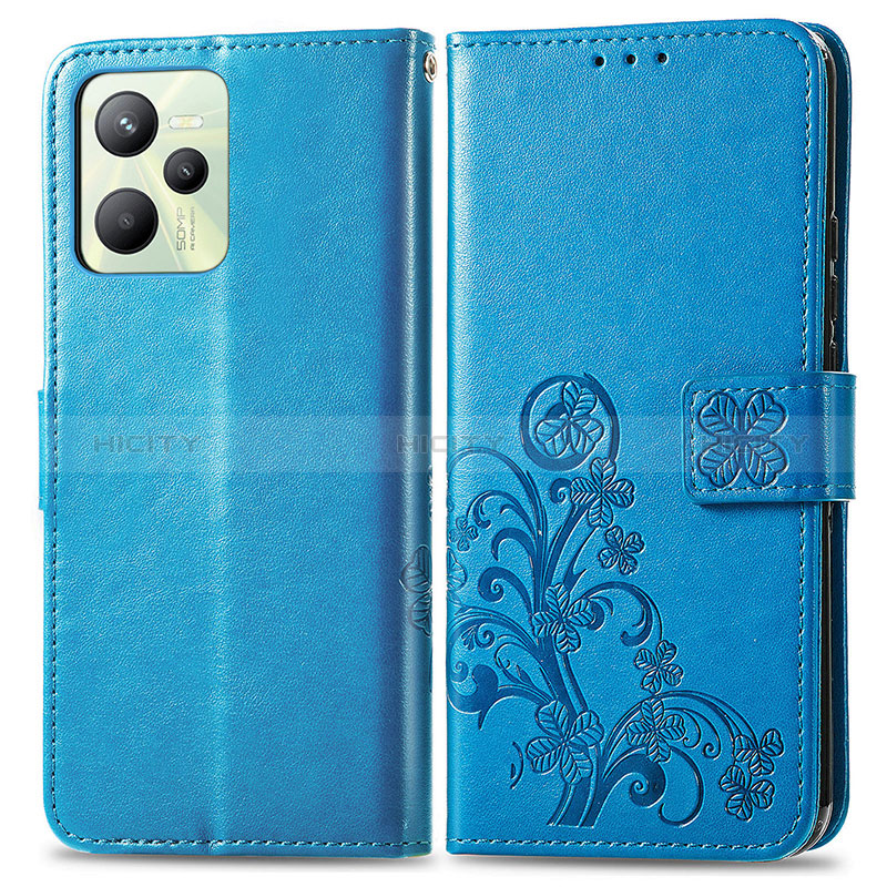 Funda de Cuero Cartera con Soporte Flores Carcasa para Realme Narzo 50A Prime