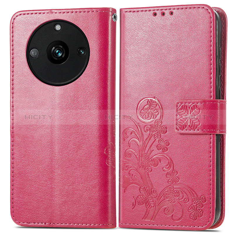 Funda de Cuero Cartera con Soporte Flores Carcasa para Realme Narzo 60 5G Rosa Roja