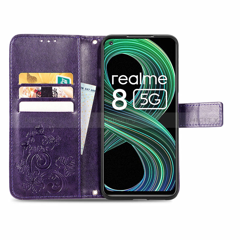 Funda de Cuero Cartera con Soporte Flores Carcasa para Realme Q3i 5G