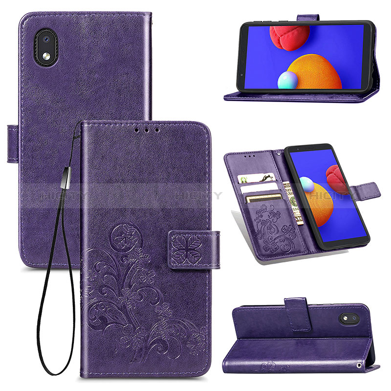 Funda de Cuero Cartera con Soporte Flores Carcasa para Samsung Galaxy A01 Core