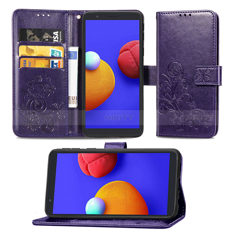 Funda de Cuero Cartera con Soporte Flores Carcasa para Samsung Galaxy A01 Core