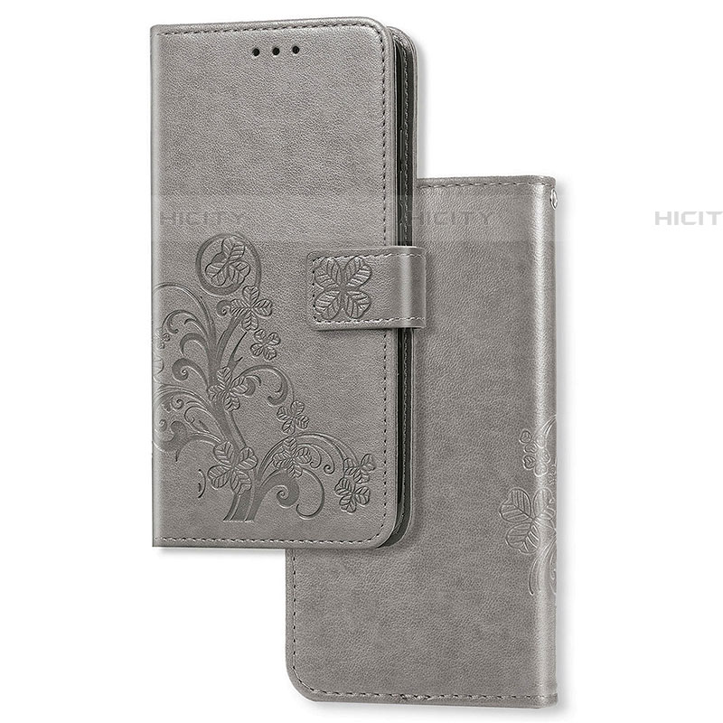 Funda de Cuero Cartera con Soporte Flores Carcasa para Samsung Galaxy A03s Gris