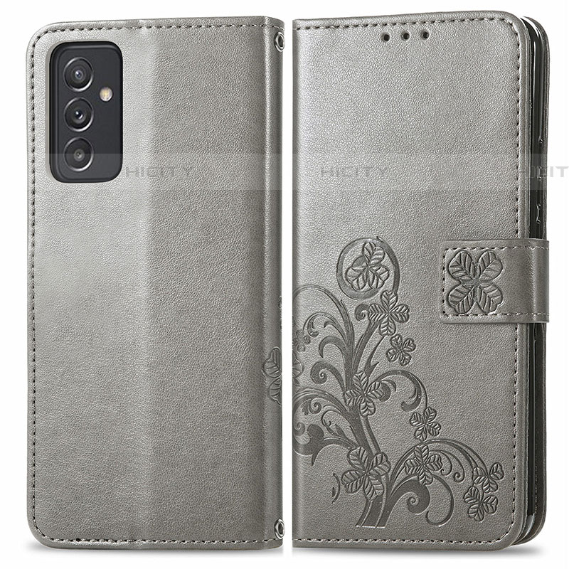 Funda de Cuero Cartera con Soporte Flores Carcasa para Samsung Galaxy A05s Gris