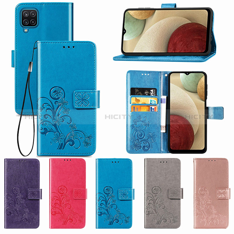 Funda de Cuero Cartera con Soporte Flores Carcasa para Samsung Galaxy A12