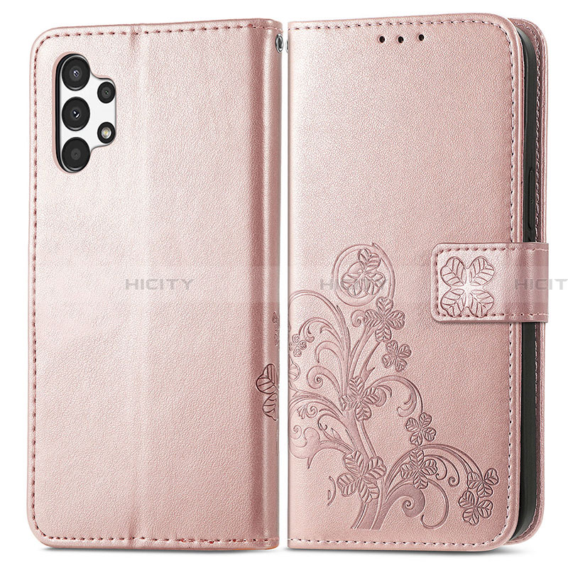 Funda de Cuero Cartera con Soporte Flores Carcasa para Samsung Galaxy A13 4G Rosa