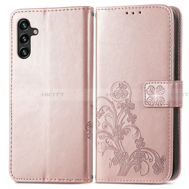 Funda de Cuero Cartera con Soporte Flores Carcasa para Samsung Galaxy A13 5G Rosa