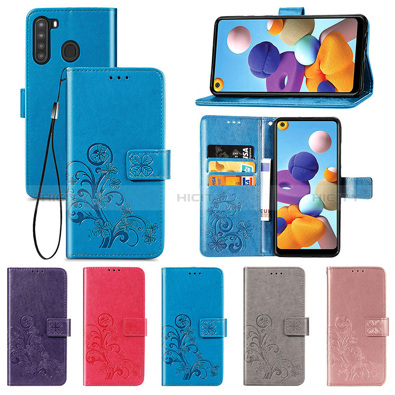 Funda de Cuero Cartera con Soporte Flores Carcasa para Samsung Galaxy A21