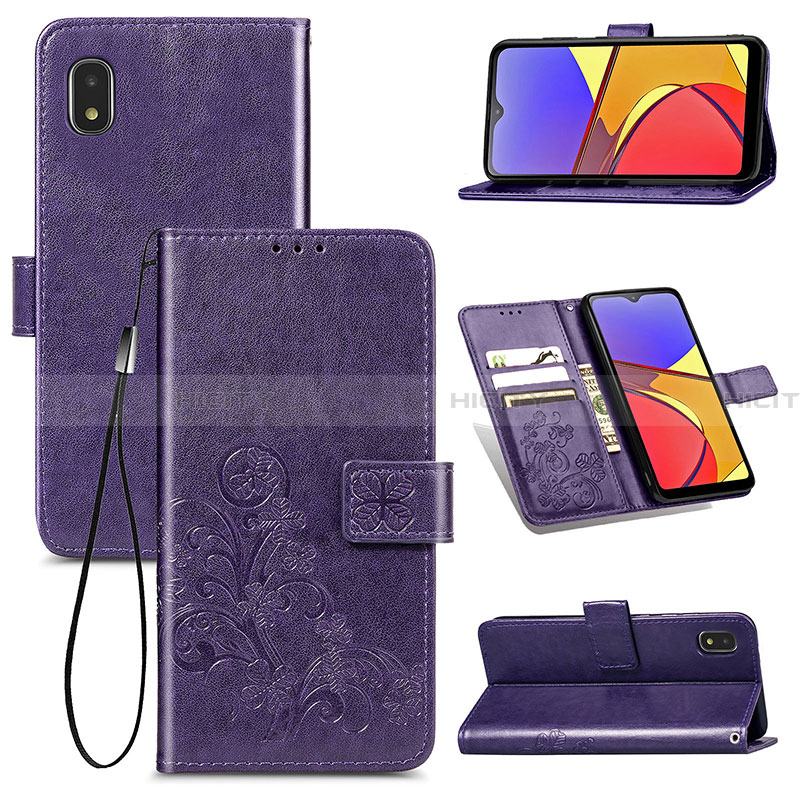 Funda de Cuero Cartera con Soporte Flores Carcasa para Samsung Galaxy A21 SC-42A