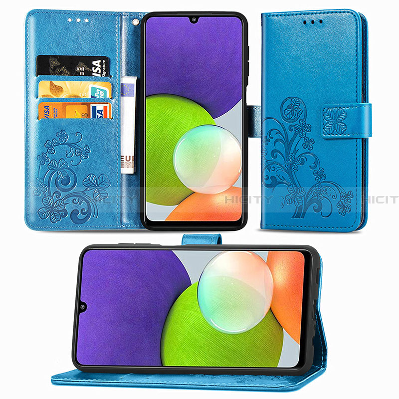 Funda de Cuero Cartera con Soporte Flores Carcasa para Samsung Galaxy A22 4G