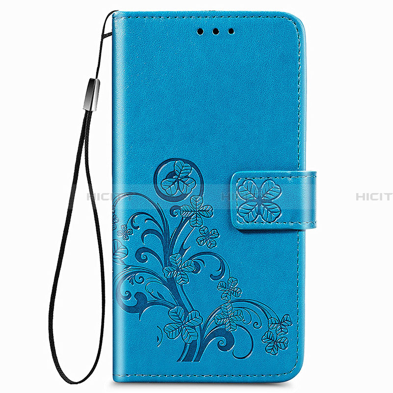 Funda de Cuero Cartera con Soporte Flores Carcasa para Samsung Galaxy A22 4G Azul