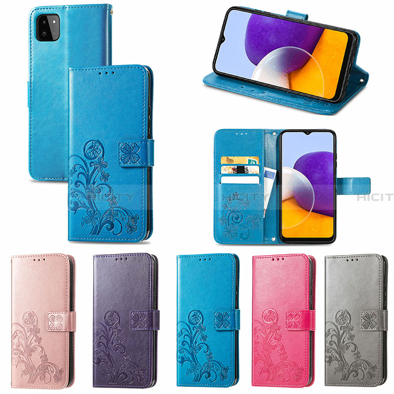 Funda de Cuero Cartera con Soporte Flores Carcasa para Samsung Galaxy A22 5G