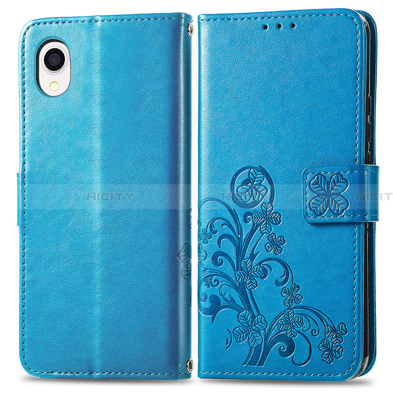 Funda de Cuero Cartera con Soporte Flores Carcasa para Samsung Galaxy A22 5G SC-56B Azul