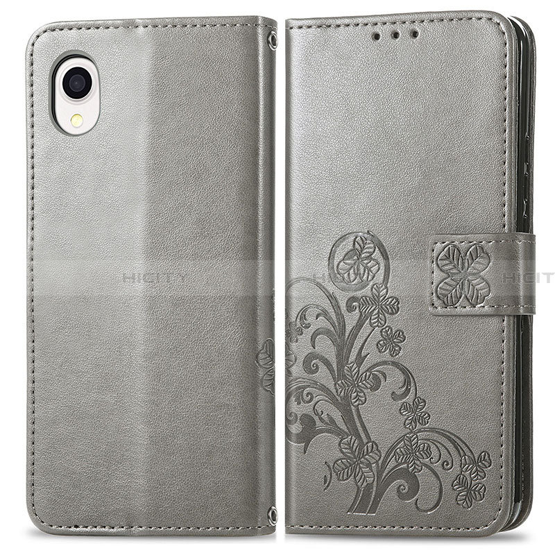 Funda de Cuero Cartera con Soporte Flores Carcasa para Samsung Galaxy A22 5G SC-56B Gris