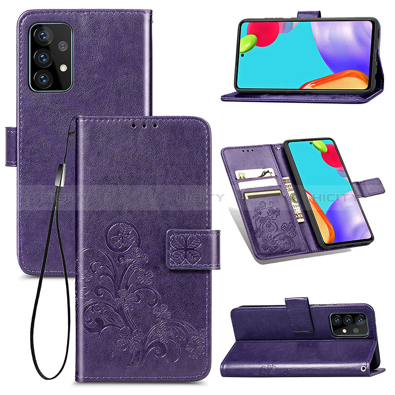 Funda de Cuero Cartera con Soporte Flores Carcasa para Samsung Galaxy A52s 5G