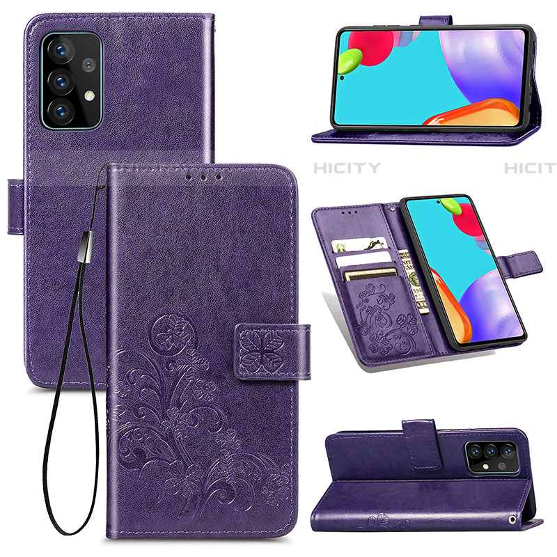 Funda de Cuero Cartera con Soporte Flores Carcasa para Samsung Galaxy A72 5G