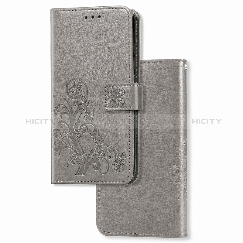 Funda de Cuero Cartera con Soporte Flores Carcasa para Samsung Galaxy F12 Gris