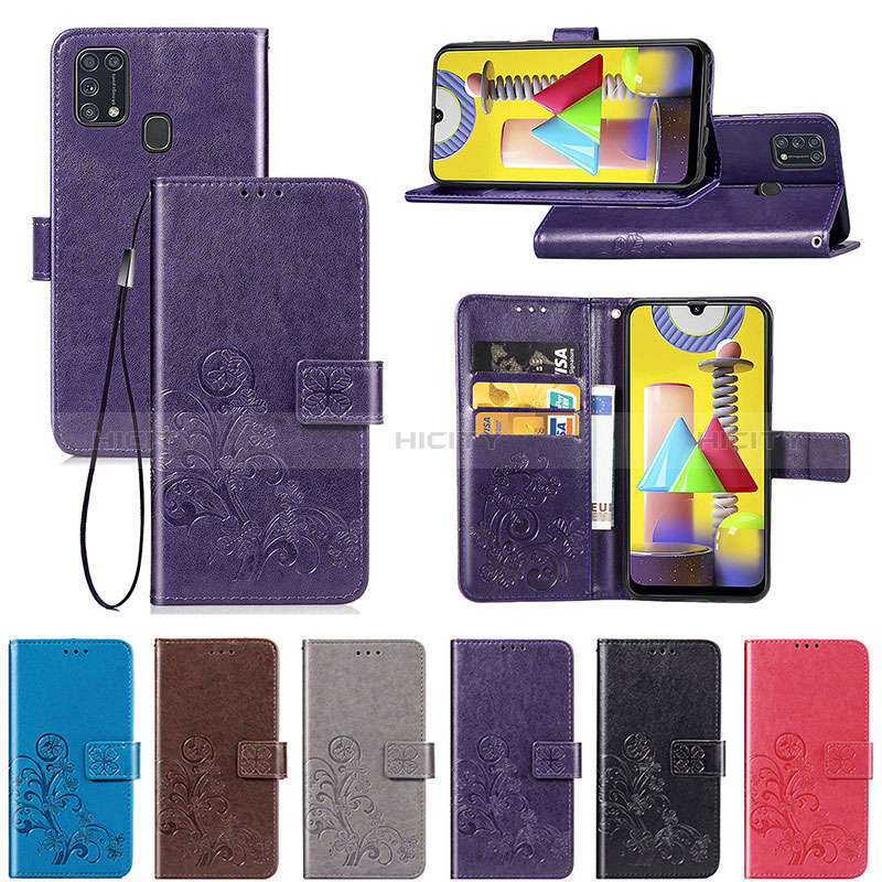 Funda de Cuero Cartera con Soporte Flores Carcasa para Samsung Galaxy M31