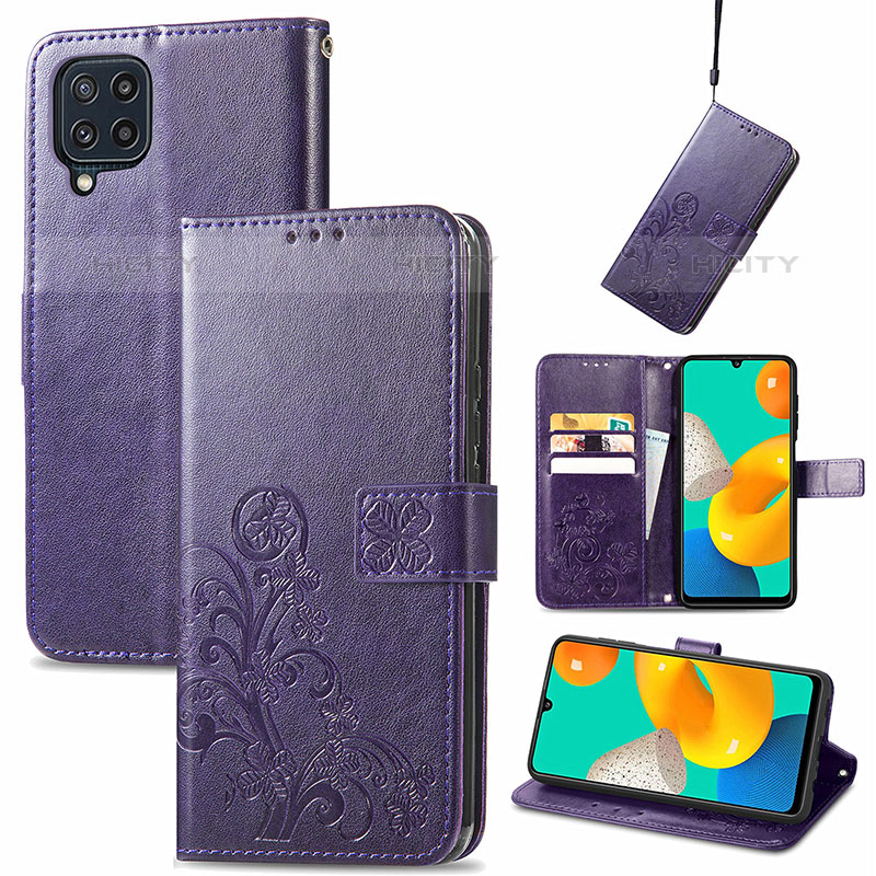 Funda de Cuero Cartera con Soporte Flores Carcasa para Samsung Galaxy M32 4G