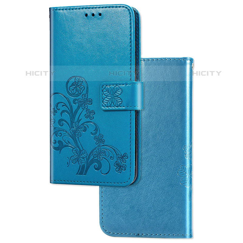 Funda de Cuero Cartera con Soporte Flores Carcasa para Samsung Galaxy M32 5G Azul