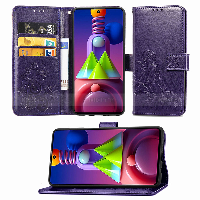 Funda de Cuero Cartera con Soporte Flores Carcasa para Samsung Galaxy M51