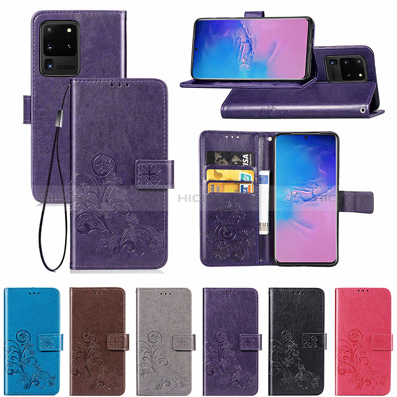 Funda de Cuero Cartera con Soporte Flores Carcasa para Samsung Galaxy S20 Ultra 5G