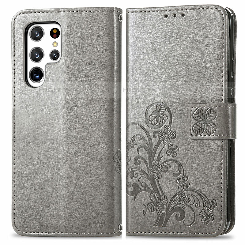 Funda de Cuero Cartera con Soporte Flores Carcasa para Samsung Galaxy S22 Ultra 5G