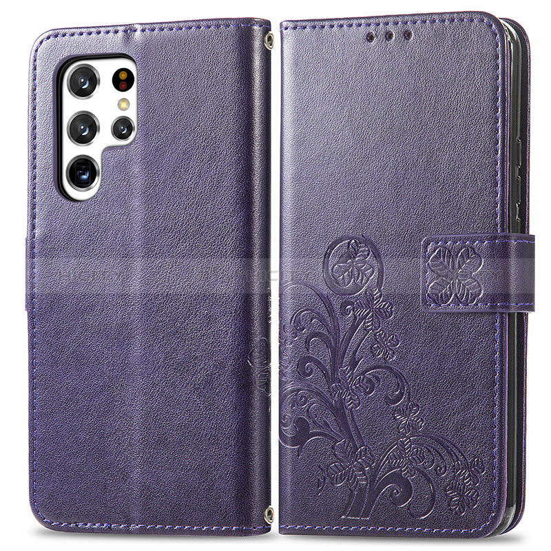 Funda de Cuero Cartera con Soporte Flores Carcasa para Samsung Galaxy S24 Ultra 5G