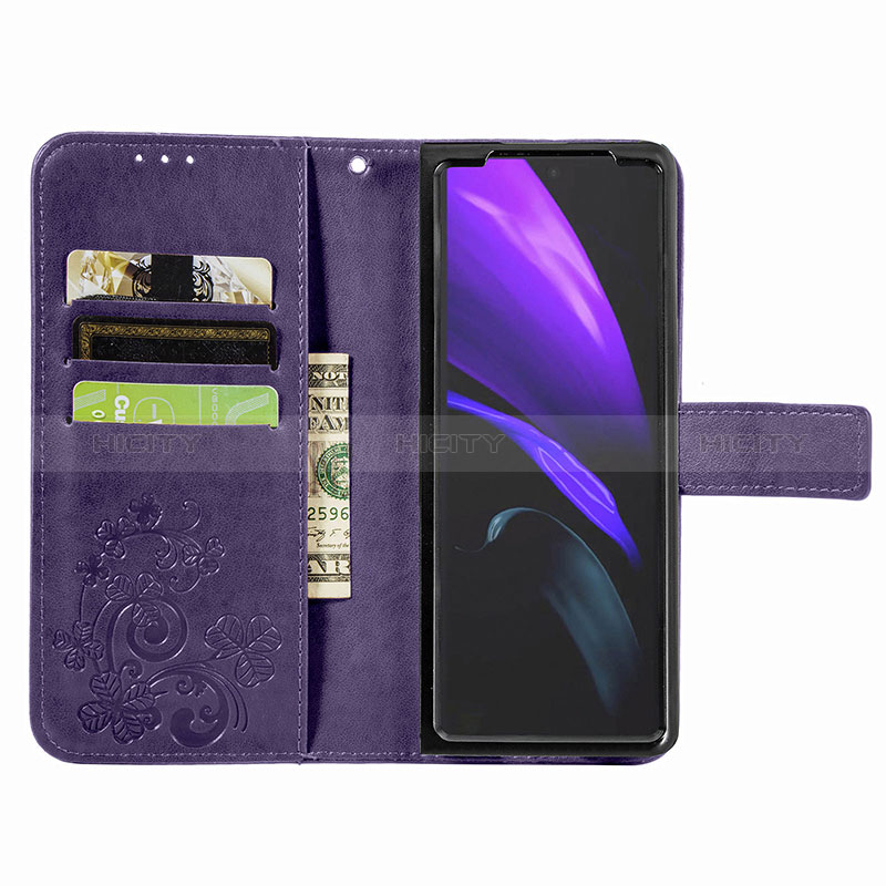 Funda de Cuero Cartera con Soporte Flores Carcasa para Samsung Galaxy Z Fold2 5G