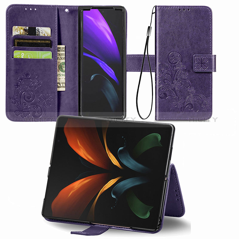 Funda de Cuero Cartera con Soporte Flores Carcasa para Samsung Galaxy Z Fold2 5G