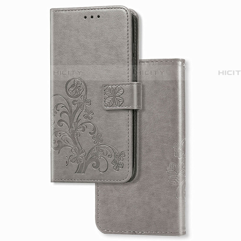 Funda de Cuero Cartera con Soporte Flores Carcasa para Samsung Galaxy Z Fold4 5G Gris