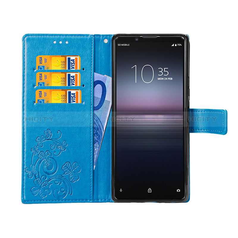 Funda de Cuero Cartera con Soporte Flores Carcasa para Sony Xperia 1 II