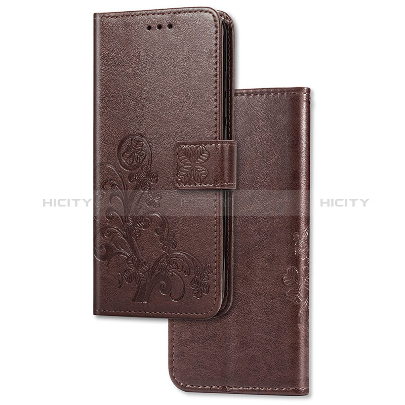 Funda de Cuero Cartera con Soporte Flores Carcasa para Sony Xperia 1 Marron